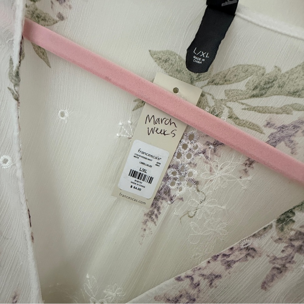 Francesca’s Embroidered Floral Kimono Size L/XL New with Tags - Picture 3 of 10